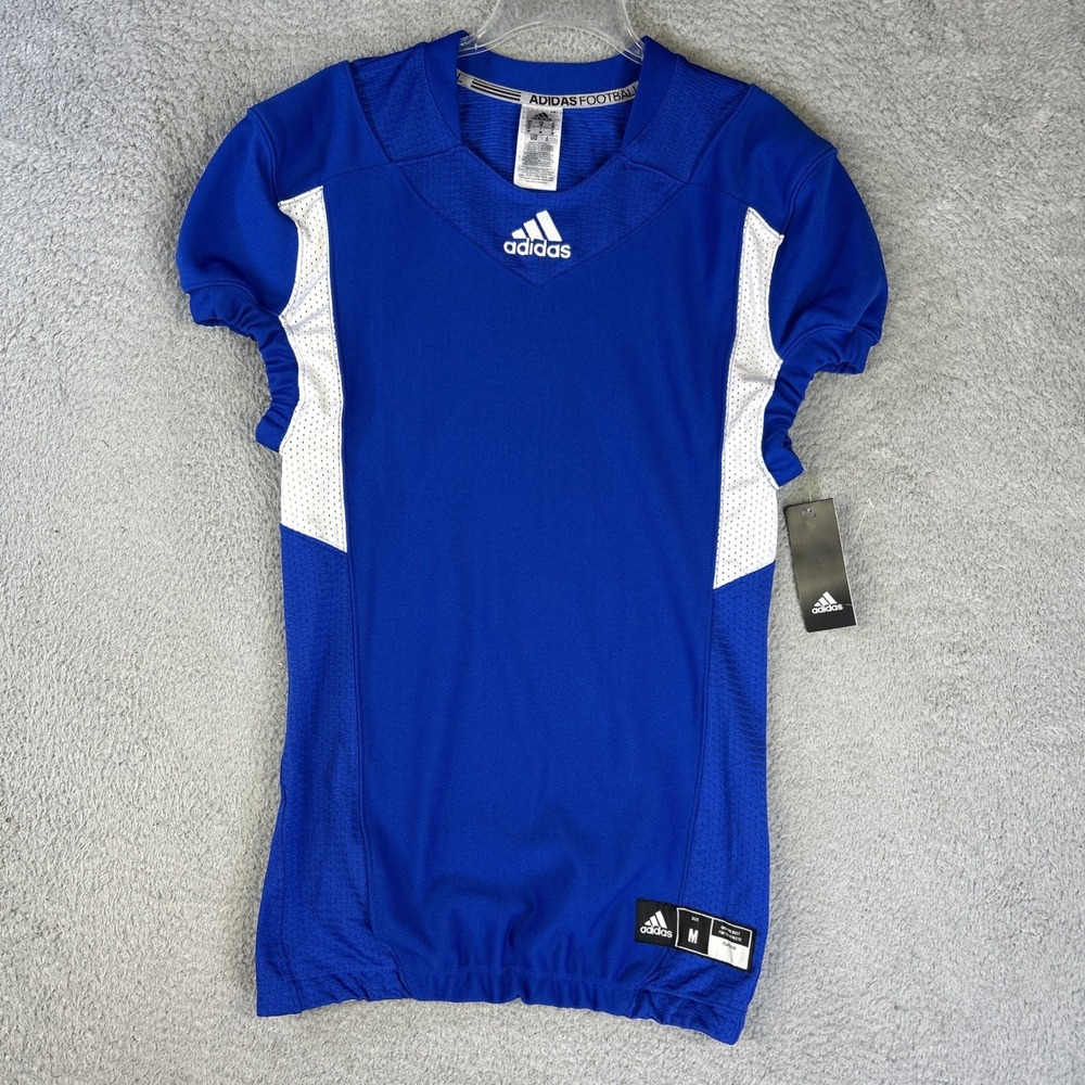 Adidas Football Jersey Mens Medium Blue White Techfit Hyped Sports Athletic NEW